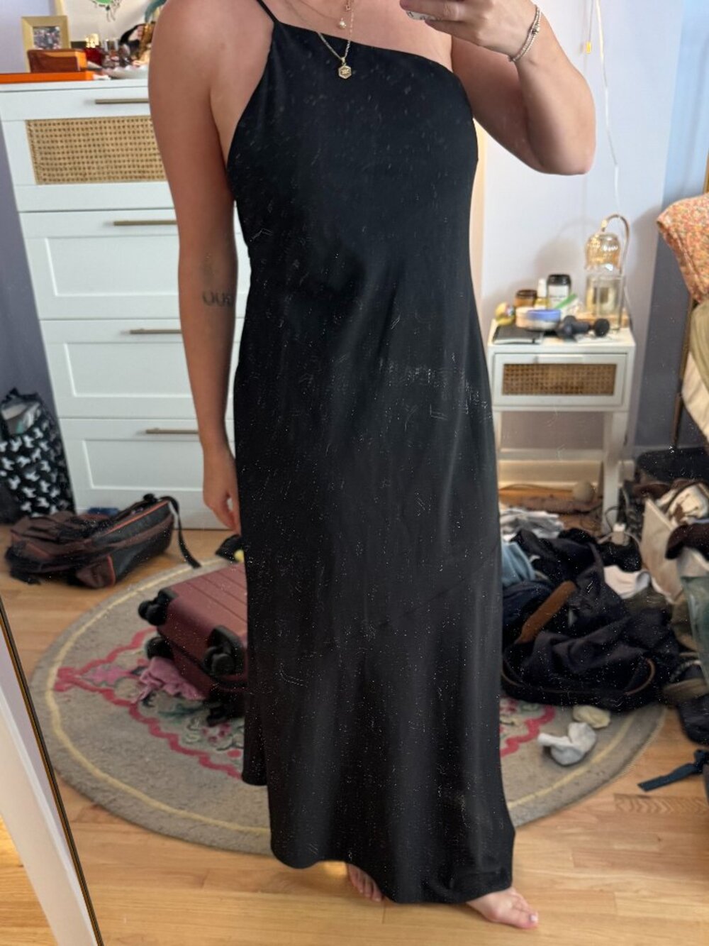 NWT One Shoulder Black Maxi Dress Banana Republic Size 4